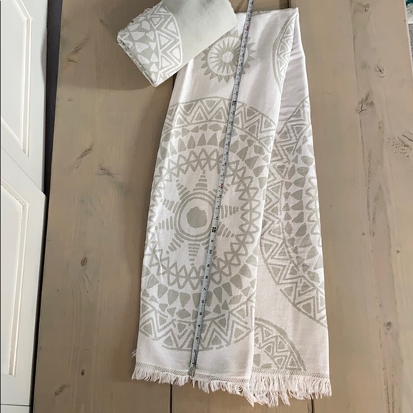 Turkish Bath/Beach Towel - Green + White - Picture 6 of 6